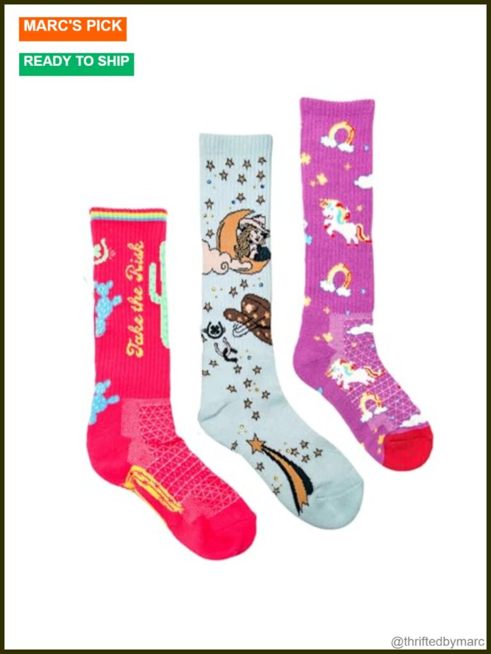 Lucky Chuck Women's Western Novelty Boot Socks Hemp Organic Cotton Mid-Calf